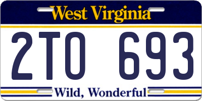 WV license plate 2TO693