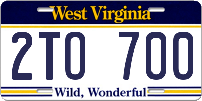 WV license plate 2TO700