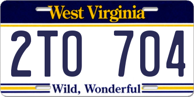 WV license plate 2TO704