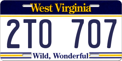 WV license plate 2TO707
