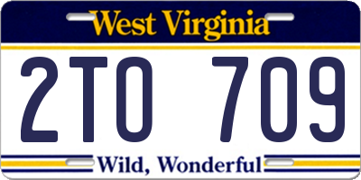 WV license plate 2TO709
