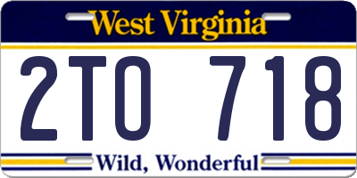 WV license plate 2TO718