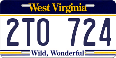 WV license plate 2TO724