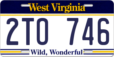 WV license plate 2TO746