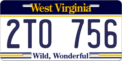 WV license plate 2TO756
