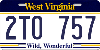 WV license plate 2TO757