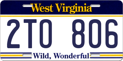 WV license plate 2TO806