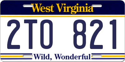 WV license plate 2TO821