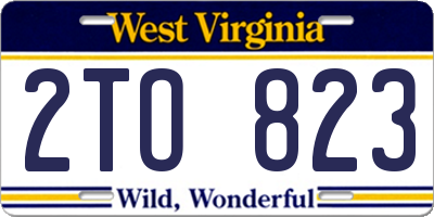 WV license plate 2TO823