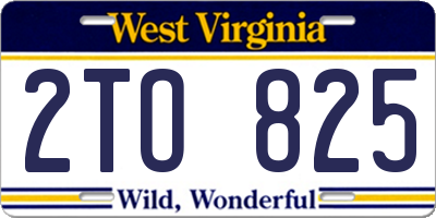 WV license plate 2TO825