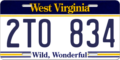 WV license plate 2TO834