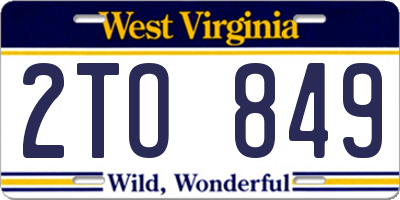 WV license plate 2TO849