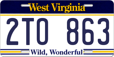 WV license plate 2TO863