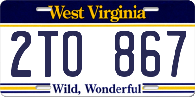 WV license plate 2TO867