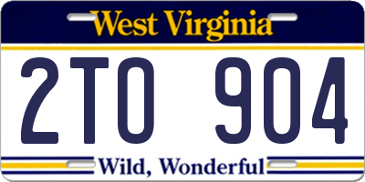 WV license plate 2TO904