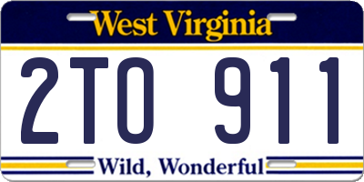 WV license plate 2TO911