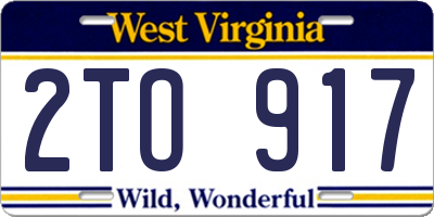WV license plate 2TO917