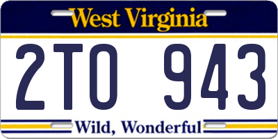 WV license plate 2TO943