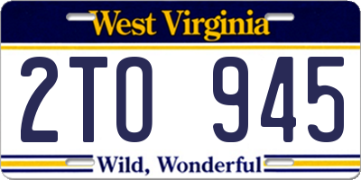 WV license plate 2TO945