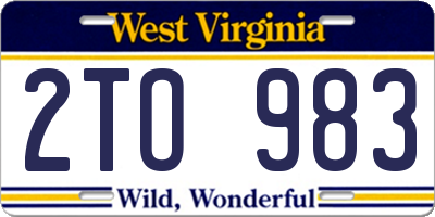 WV license plate 2TO983