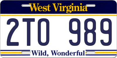 WV license plate 2TO989