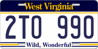 WV license plate 2TO990