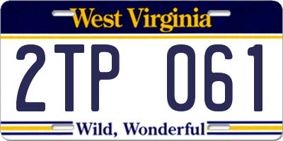 WV license plate 2TP061