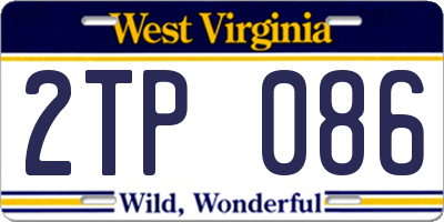 WV license plate 2TP086