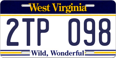 WV license plate 2TP098