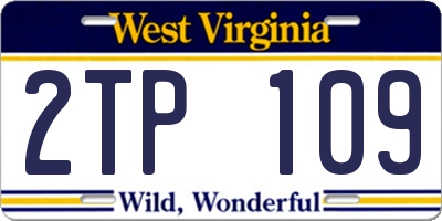 WV license plate 2TP109