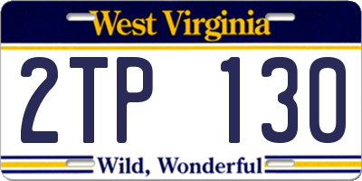 WV license plate 2TP130