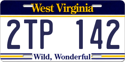 WV license plate 2TP142