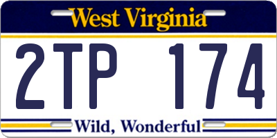 WV license plate 2TP174
