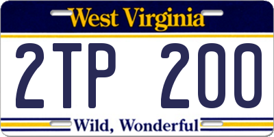 WV license plate 2TP200