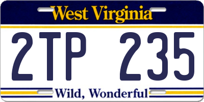 WV license plate 2TP235