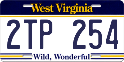 WV license plate 2TP254