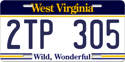 WV license plate 2TP305
