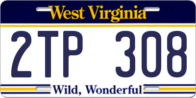 WV license plate 2TP308