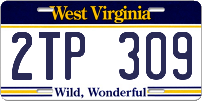 WV license plate 2TP309