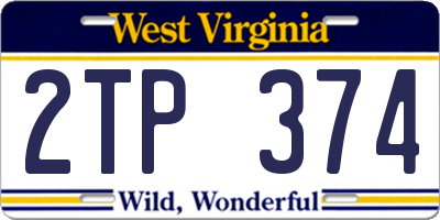 WV license plate 2TP374