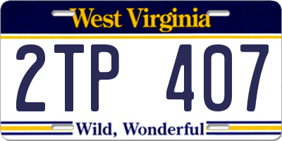 WV license plate 2TP407