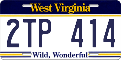 WV license plate 2TP414