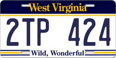 WV license plate 2TP424
