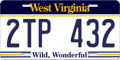WV license plate 2TP432