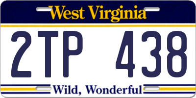 WV license plate 2TP438