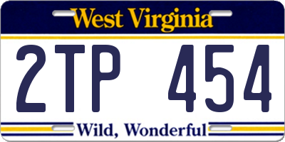 WV license plate 2TP454