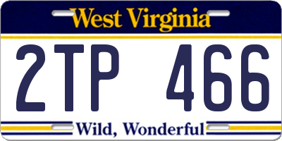WV license plate 2TP466