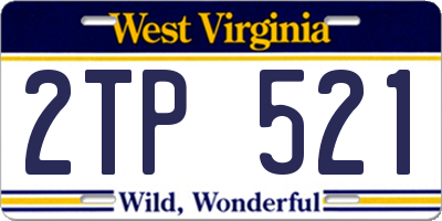 WV license plate 2TP521