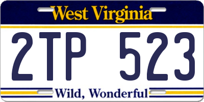 WV license plate 2TP523