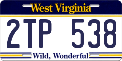 WV license plate 2TP538